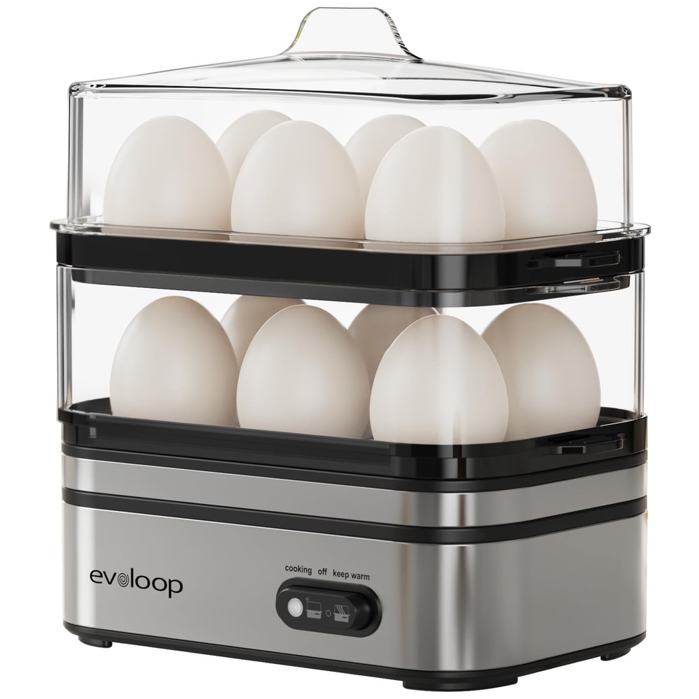 Electric Egg Cooker 12 Egg Capacity Boiled Poached Omelet Maker
