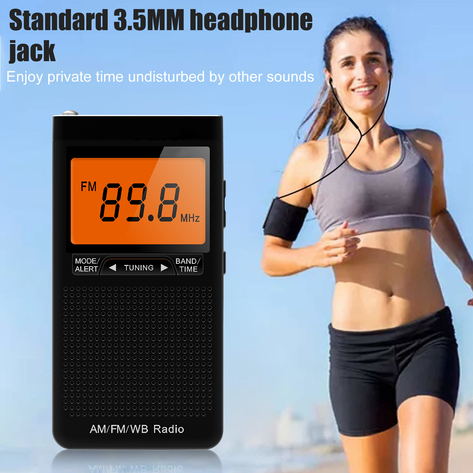 Emergency Pocket AM FM NOAA Weather Band Radio Auto-Search Receiver LCD Screen