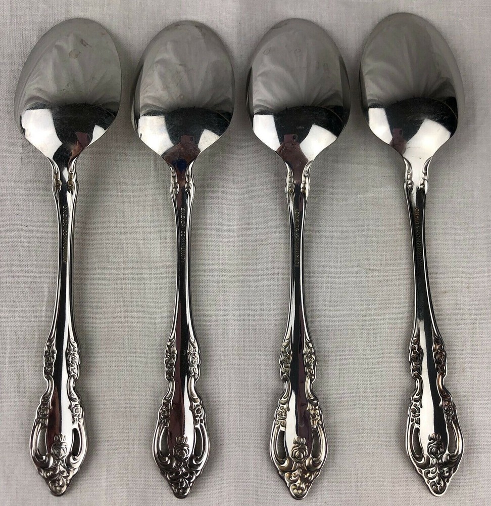 Oneida Community Brahms Stainless Flatware 4 Oval Place Spoons Vintage