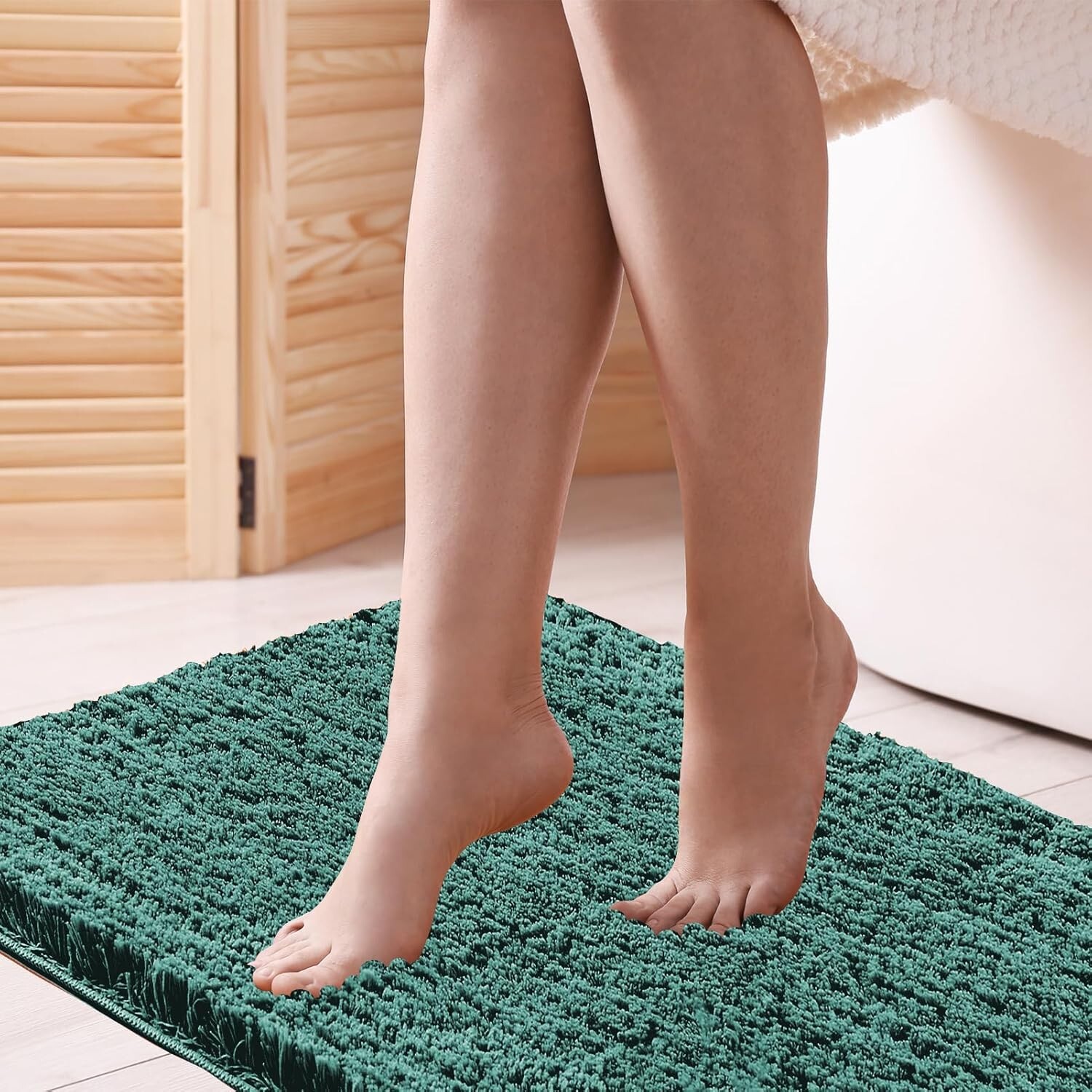 CozeCube Green Bathroom Rugs 47" x 24", Christmas Bath mats for Bathroom Non
