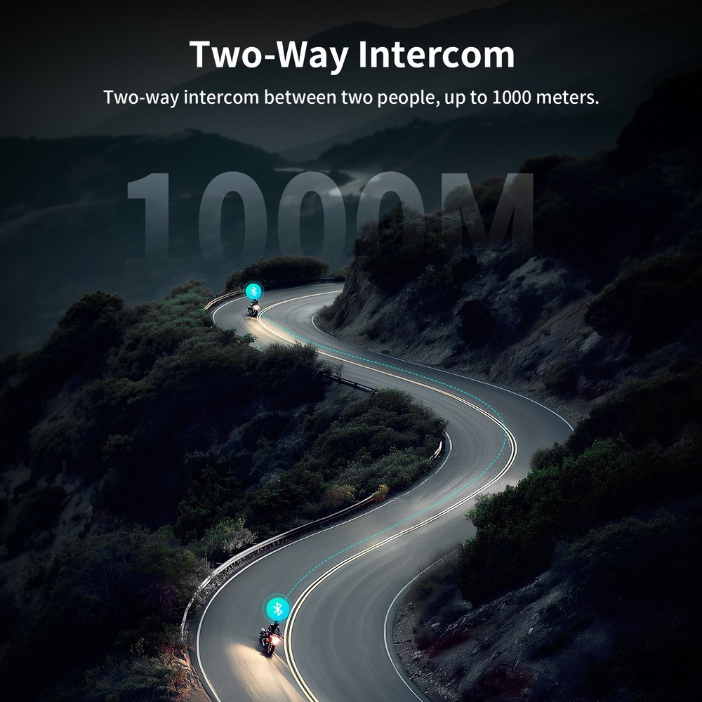 T6 Bluetooth Motorcycle Helmet Intercom 1000m 2-Way Live Headset Intercom