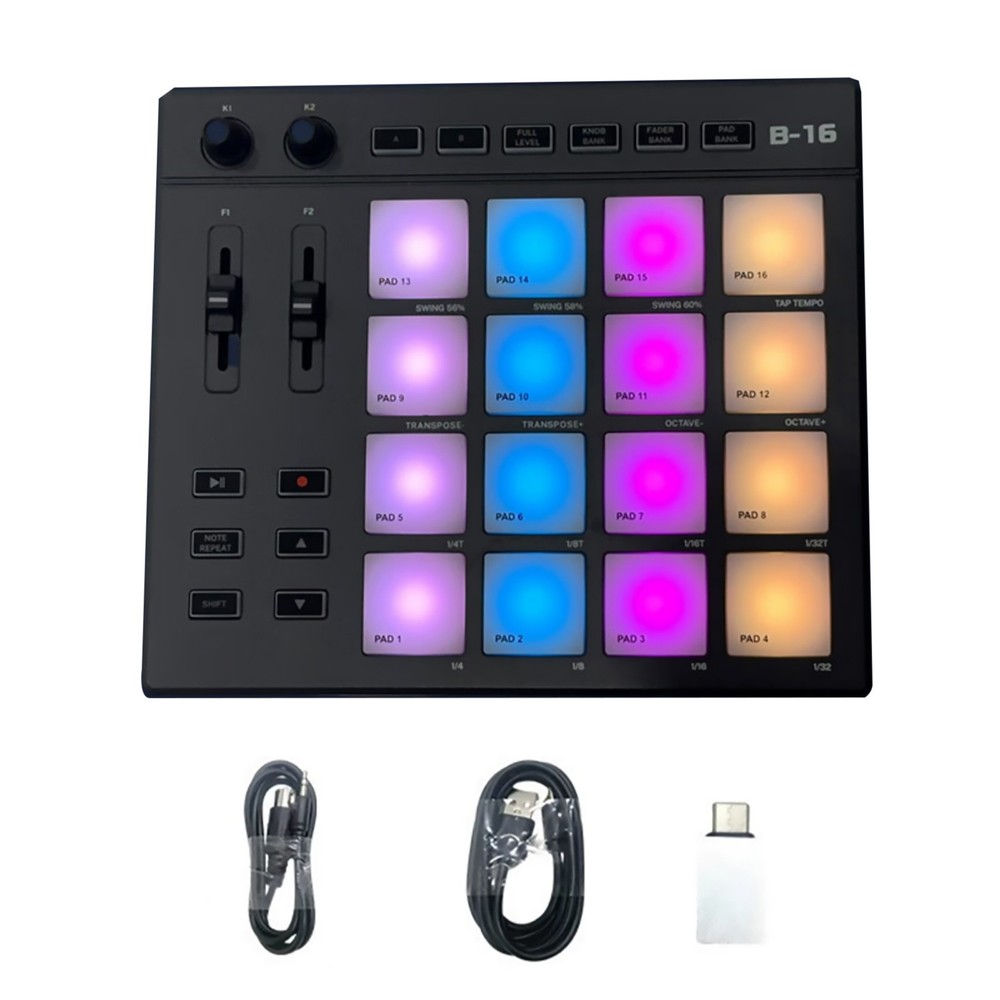 16 Fat RGB Illuminated Beat Pads MIDI Pad Controller Beat Maker Machine