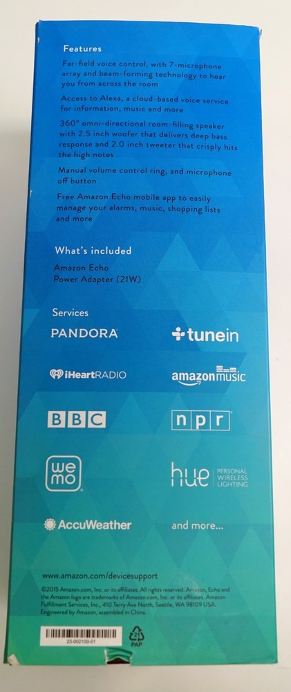 Amazon Echo 1st Generation Large Smart Speaker Black Complete in Box