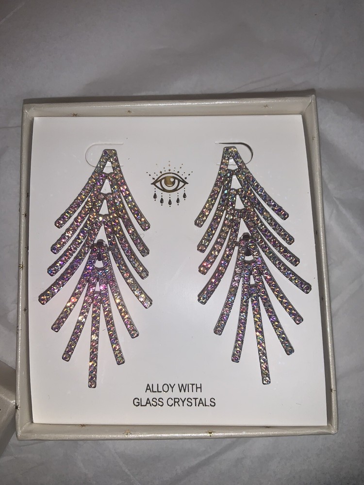 Glass Crystal Clear Dangle Drop Earrings