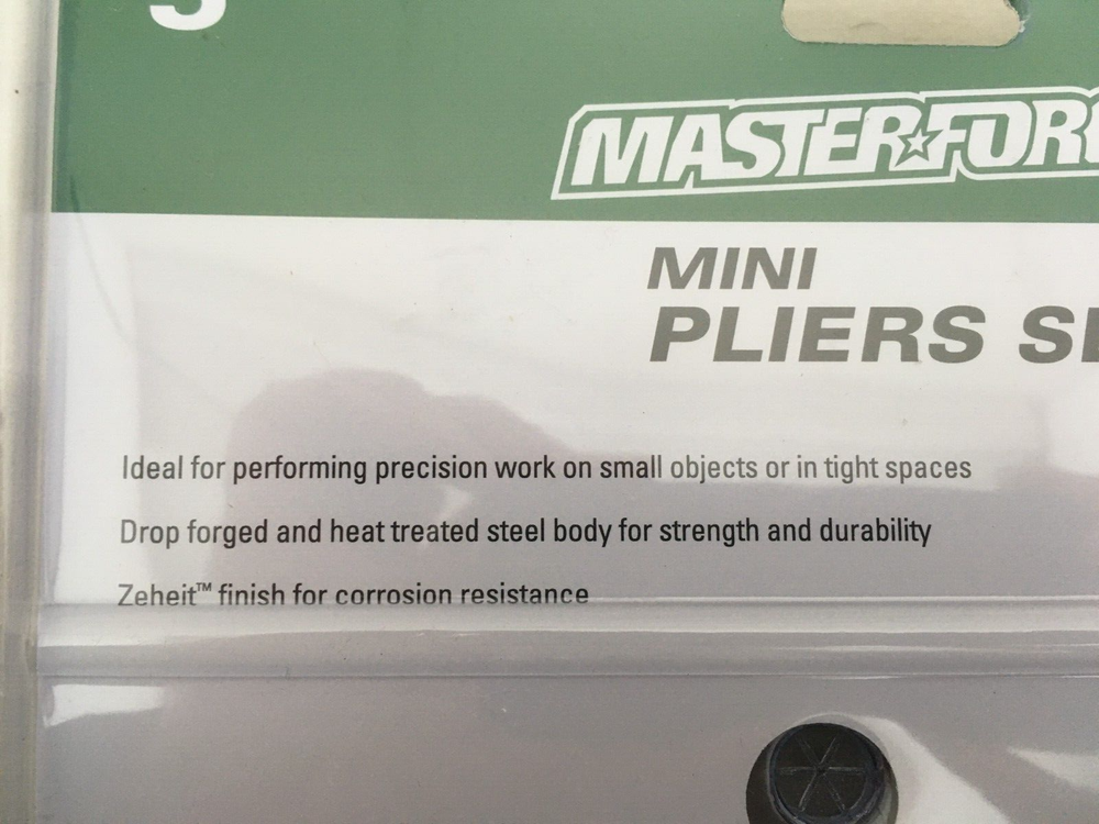 (1) NEW Masterforce 5-pc Mini Pliers Set - End Nipper/Diagonal/Bent/Long/Needle