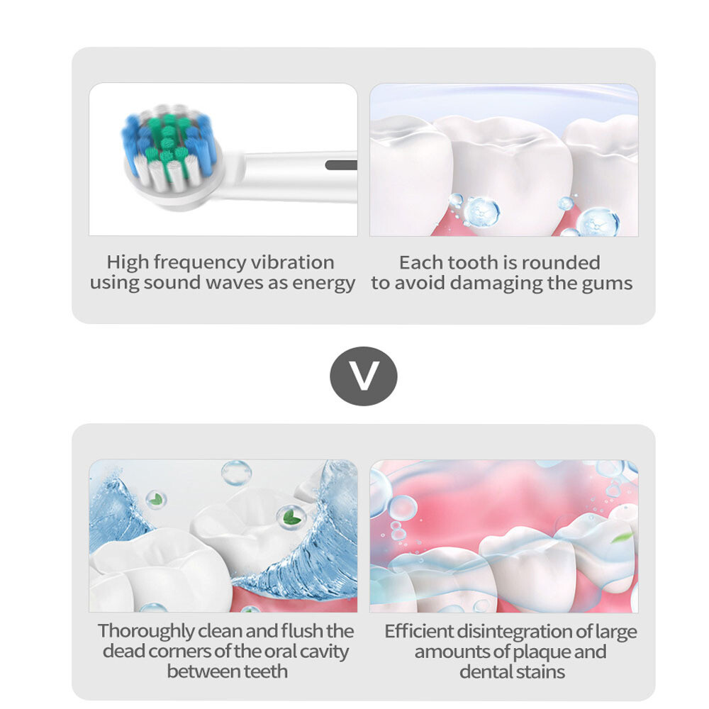 Electric Toothbrush Rechargeable Pro Rotating Brush W/ 4 Heads Timer Modes US