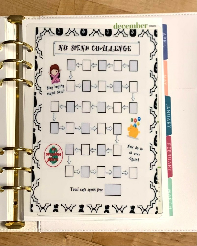 No Spend Tracker Challenge Dashboard 4 use w/ ErinCondren A5 Ring Agenda~