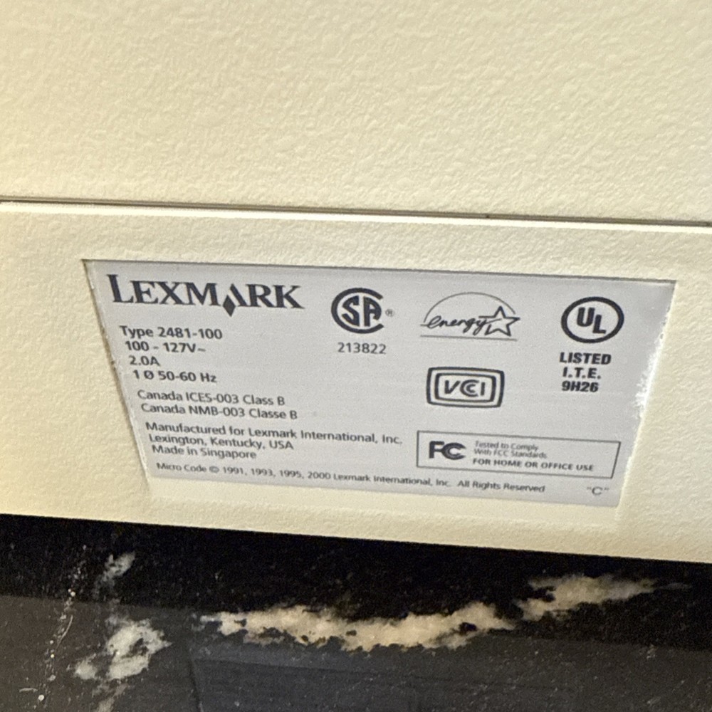 Lexmark 2481-100 Printer & Cords No Ink Ribbon Includes