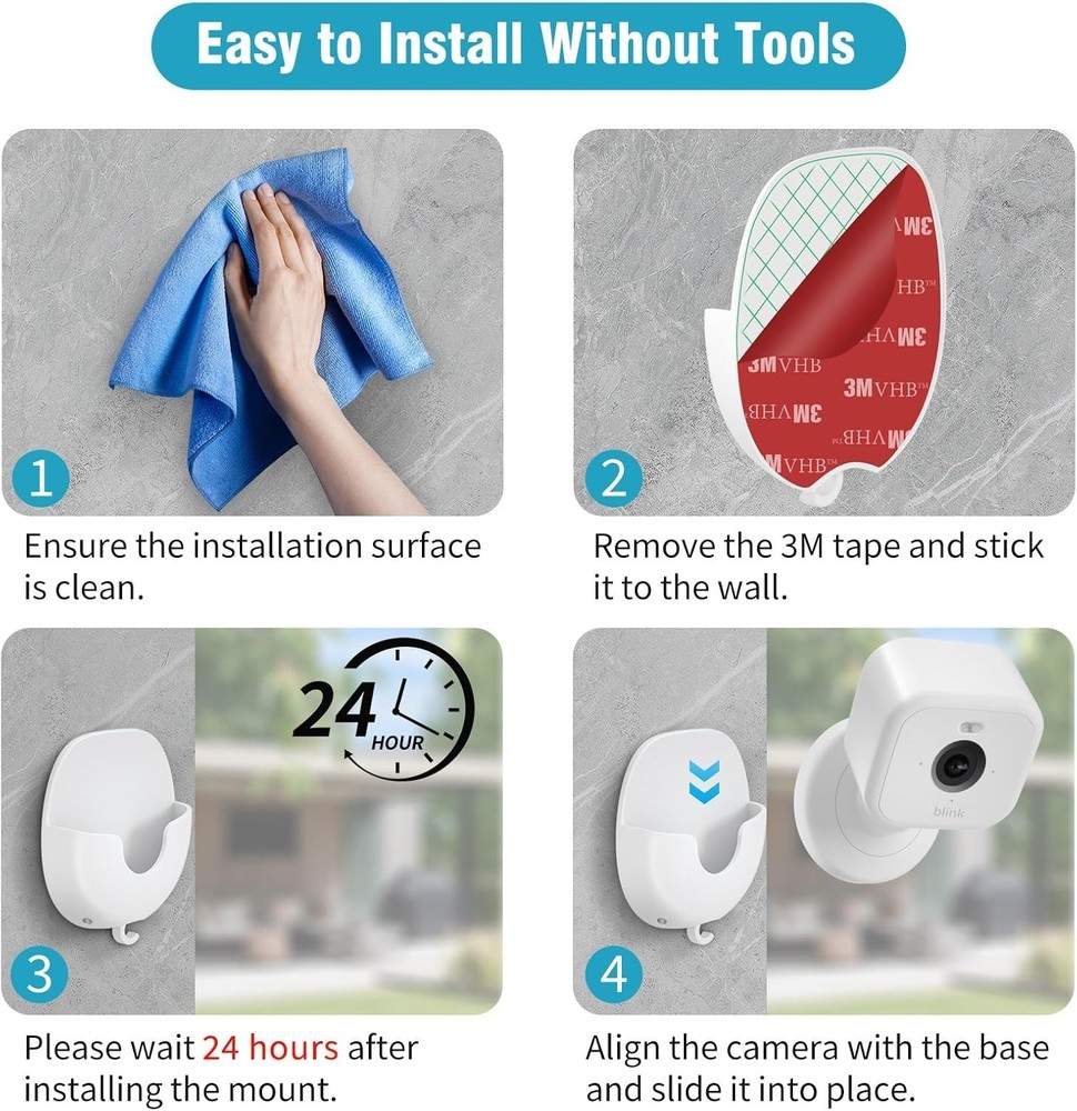 Blink Camera Wall Mount 3-Pack: No Drill, Easy Install, Damage-Free Solution