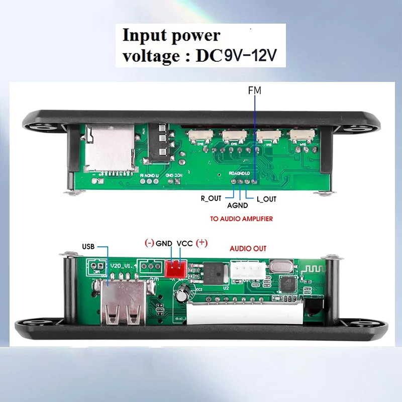 Audio Decoder Board Bluetooth 5.0 Car Kit Wireless Mp3 9v-12v Wma Music Player