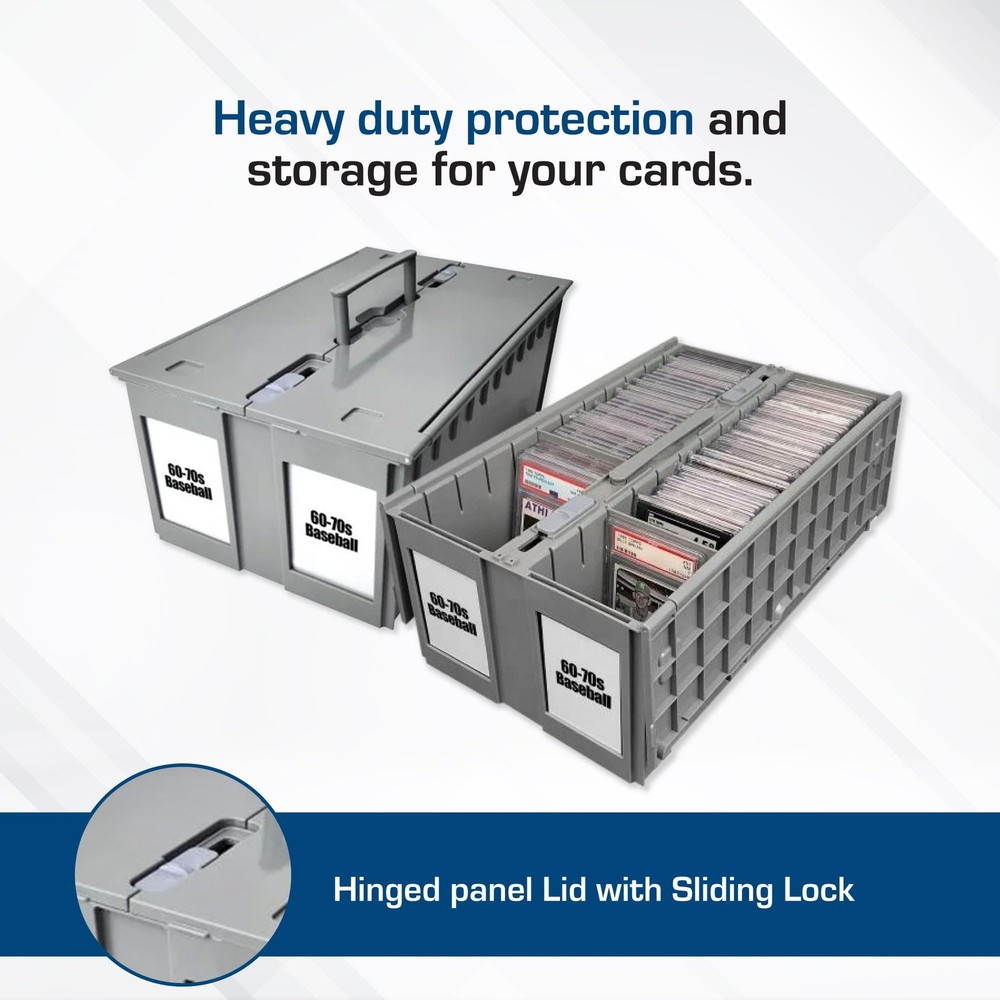 BCW 2-Row Graded Card Storage Box Gray Stackable PSA Slab Case with Lid Handle