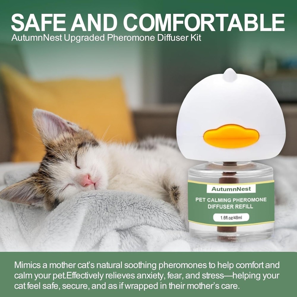 Cat Calming Pheromone Diffuser Set, Pet Calming Plug-in Kit (2 Diffusers + 4 ...