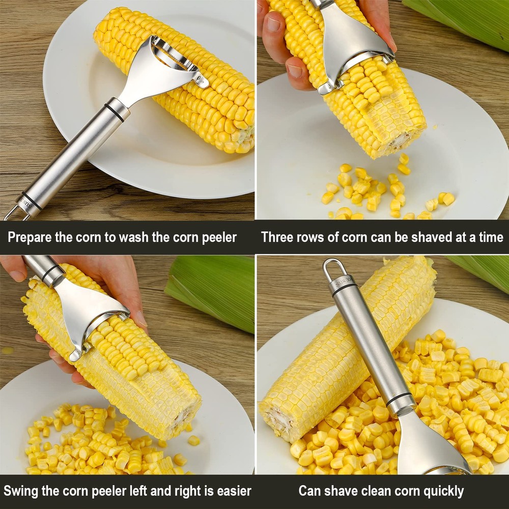 Corn Peeler Stainless Stee Corn Cob Stripper Tool Corn Thresher from the Cob,...