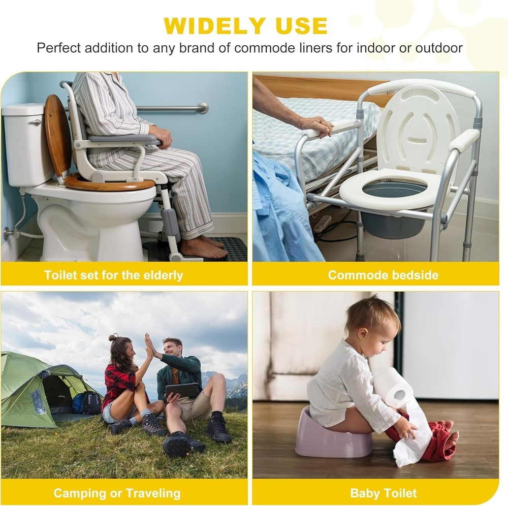 50 Pack Bedside Commode Liners with 50 Pack Super Absorbent Pad