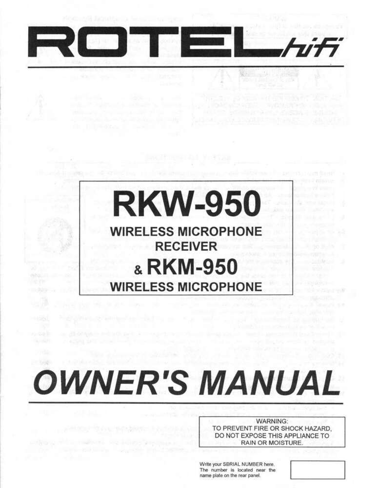 Rotel RKM-950 Microphone Receiver Owners Manual