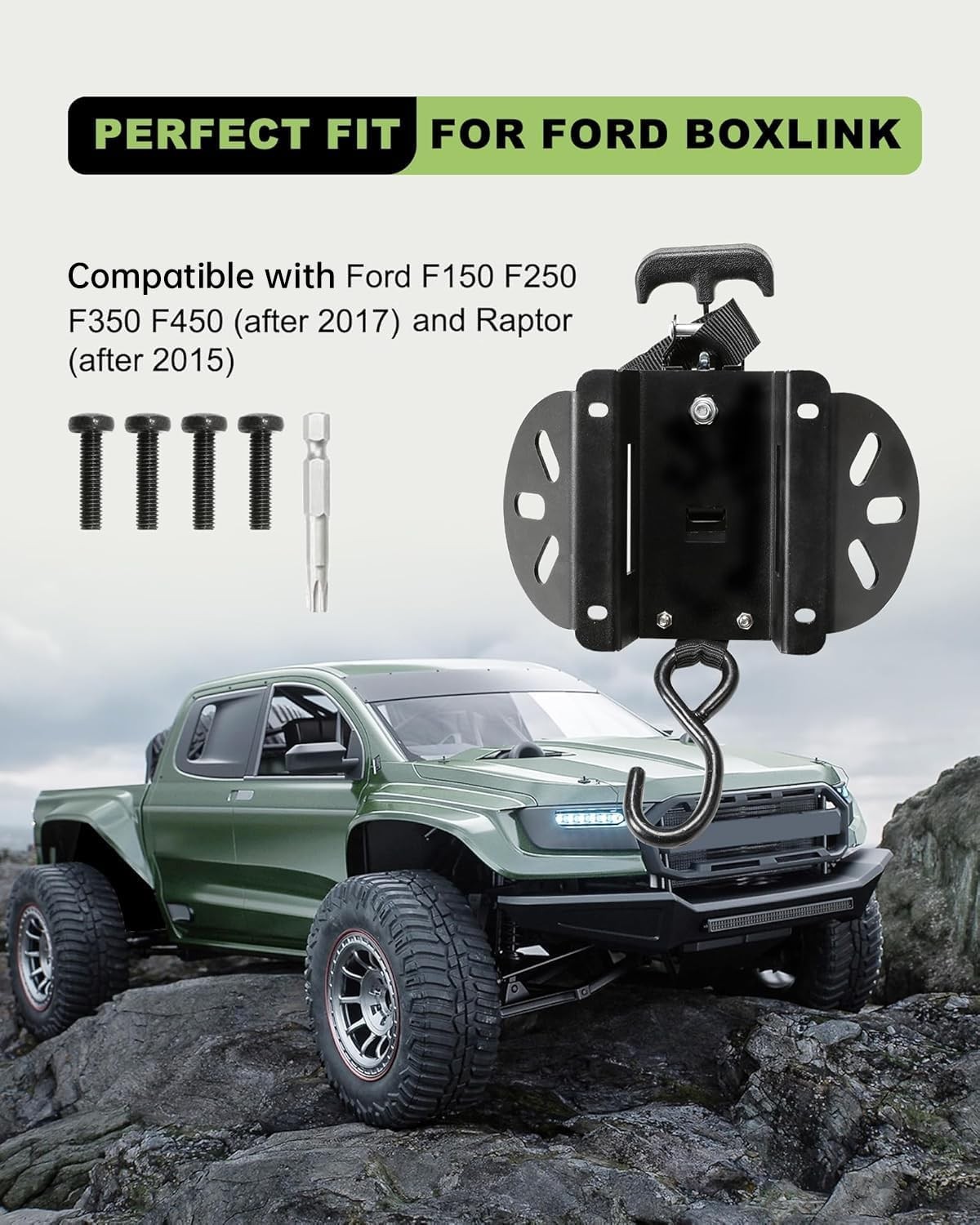 Retractable Truck Bed Ratchet Straps for Ford F-150 F250 F350 F450 2015-2025 (2)