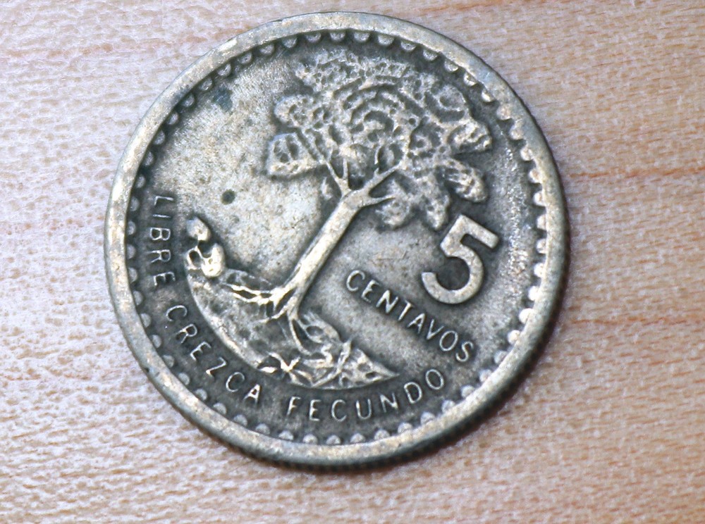 1975 Guatemala 5 Centavos Kapok Tree