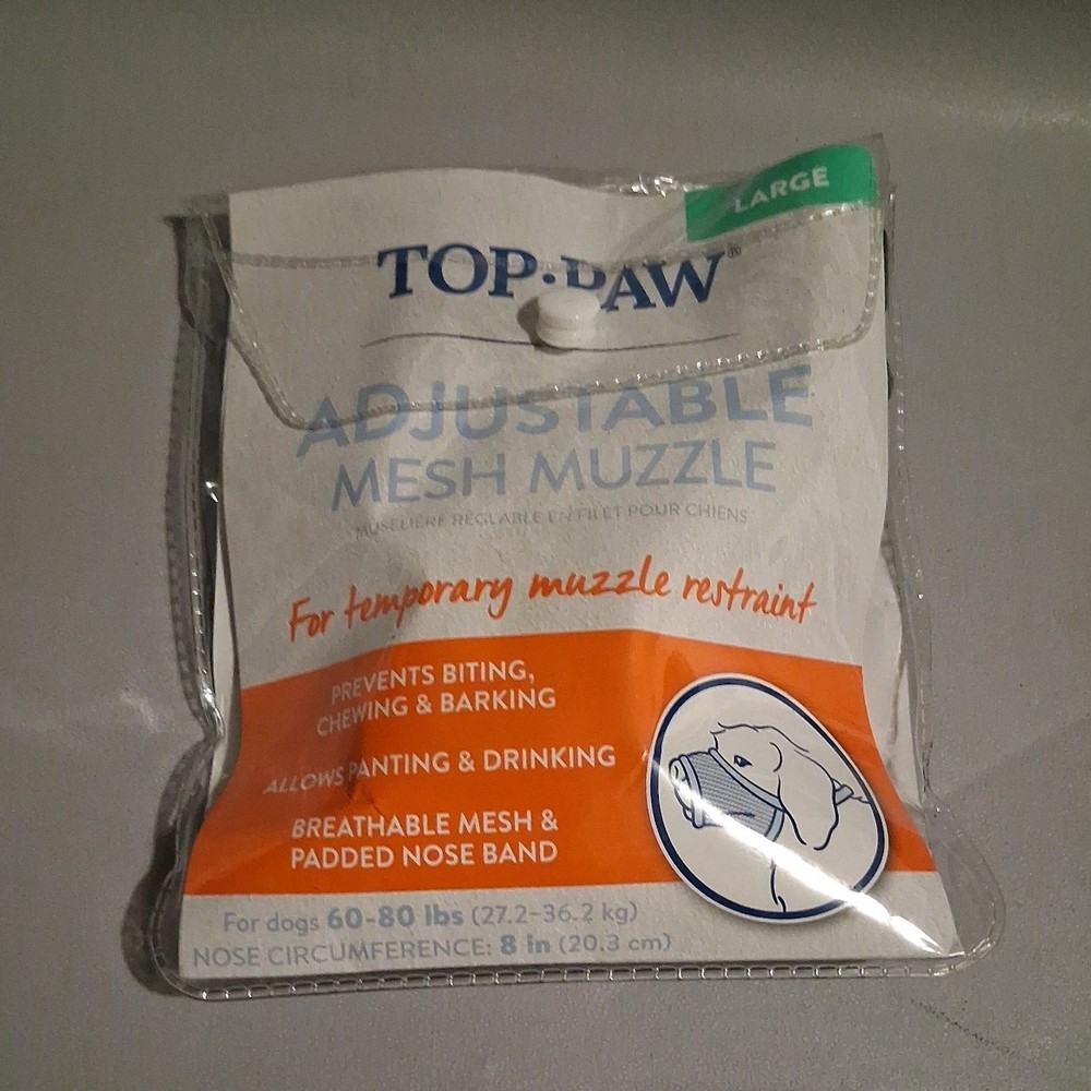 New- Top Paw, Adjustable Mesh Dog Muzzle (L)