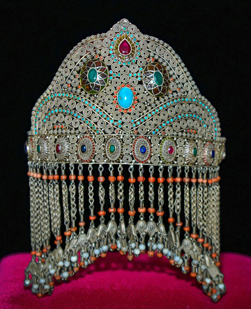 Exquisite Bukhara Persian Solid Silver Tiara with Stone work Islamic Eastern