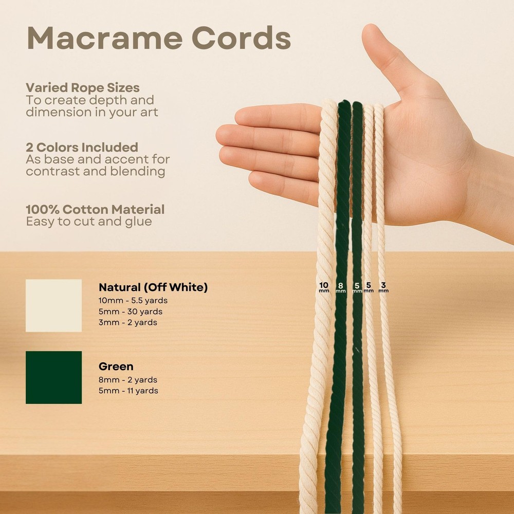 DIY Rope Canvas Kit for Beginners - Complete Macrame Ropes Supplies & Tools |...
