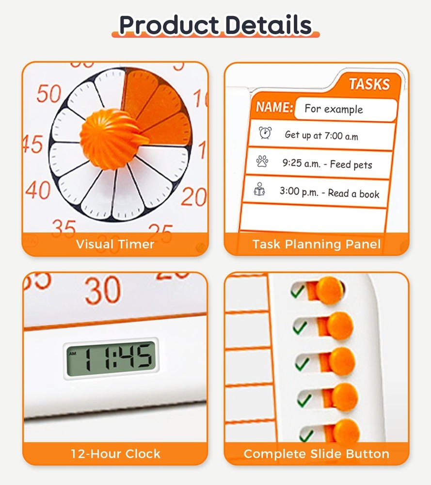 Best 3-in-1 Visual ADHD Timer for Kids & Adults with Planning Board, Task Timer