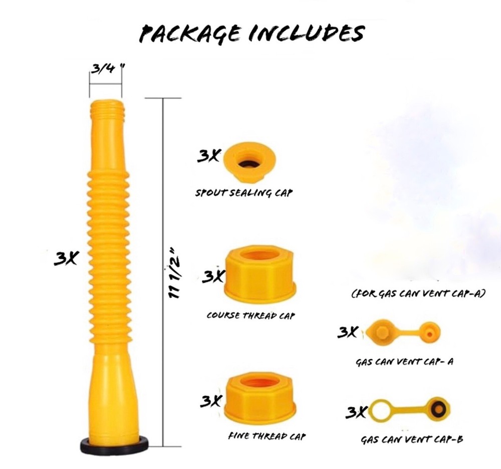 3 Sets Gas Can Spout Nozzle Replacement Kit with Vent (same day ship)