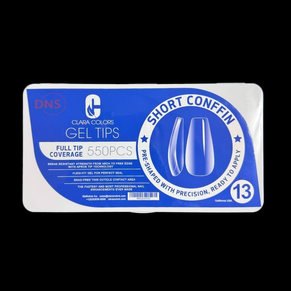 Clara Colors - Full Tip Coverage 550 pcs - Short Coffin Gel Tips #13