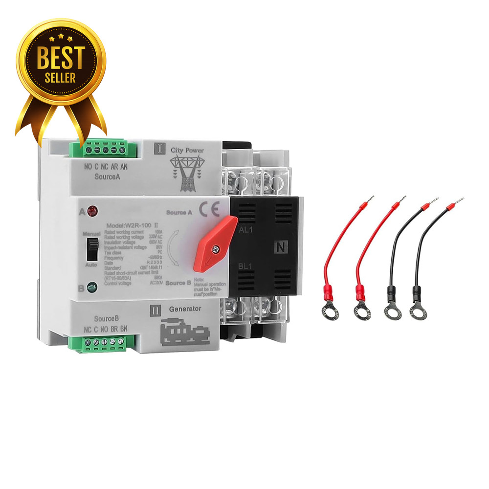100A Automatic Transfer Switch 2 Pole 110V Dual Power ATS Din Rail Generator