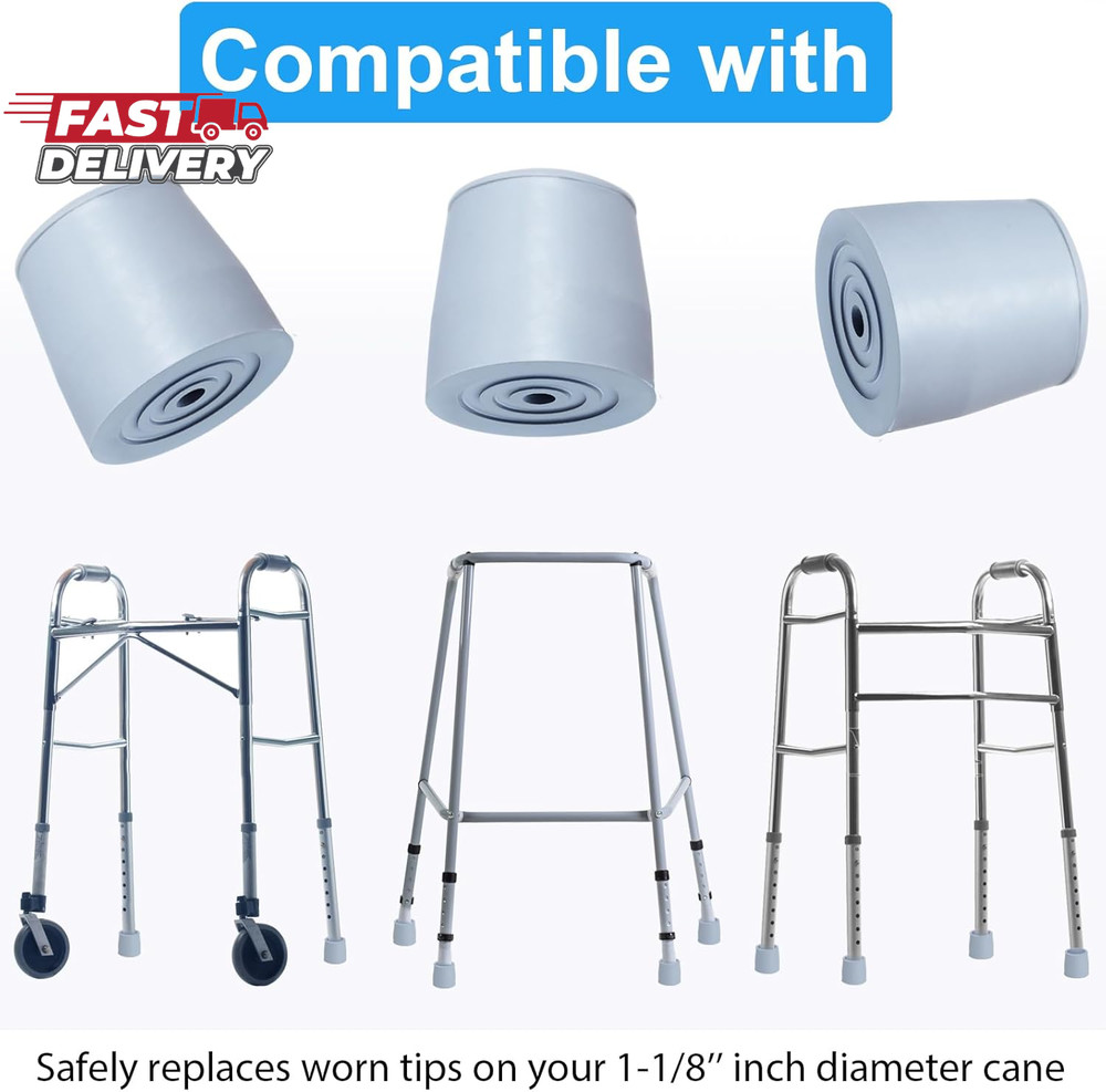 4 Pack 1 1/8 Inch Walker Tips Commode Tips Heavy Duty Crutch Tips Replacement Ru