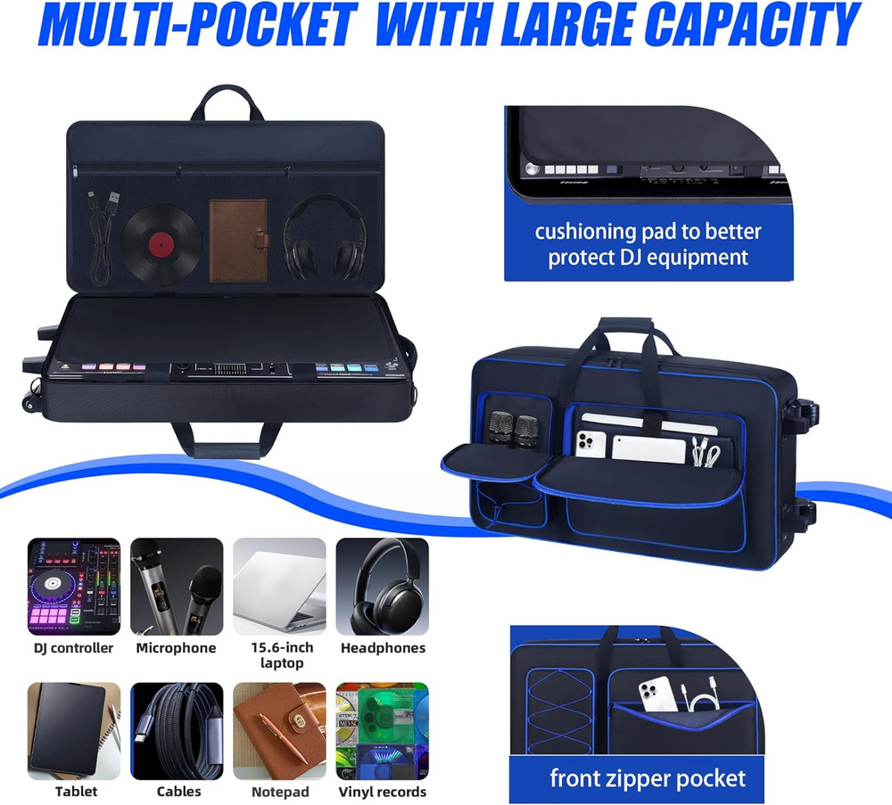 Rolling DJ Controller Case with Wheels Compatible with DDJ-FLX10/ 1000/ 1000SRT/