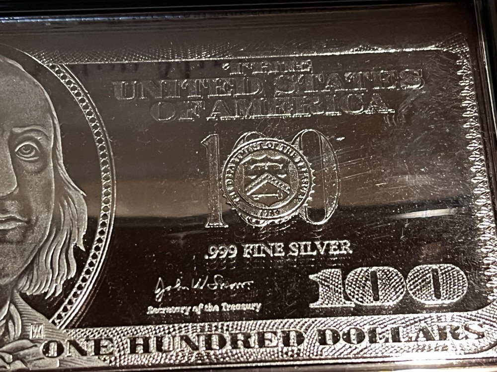 2005 $100 Franklin Silver Proof 1 Oz Bar