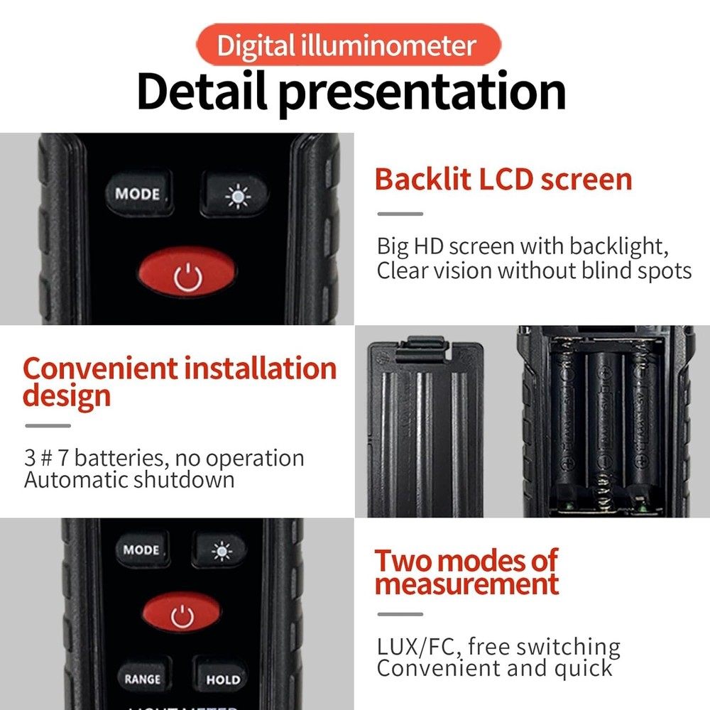 Multi-Functional Lux Meter Tester for Brightness Measurement - Enhanced Accuracy