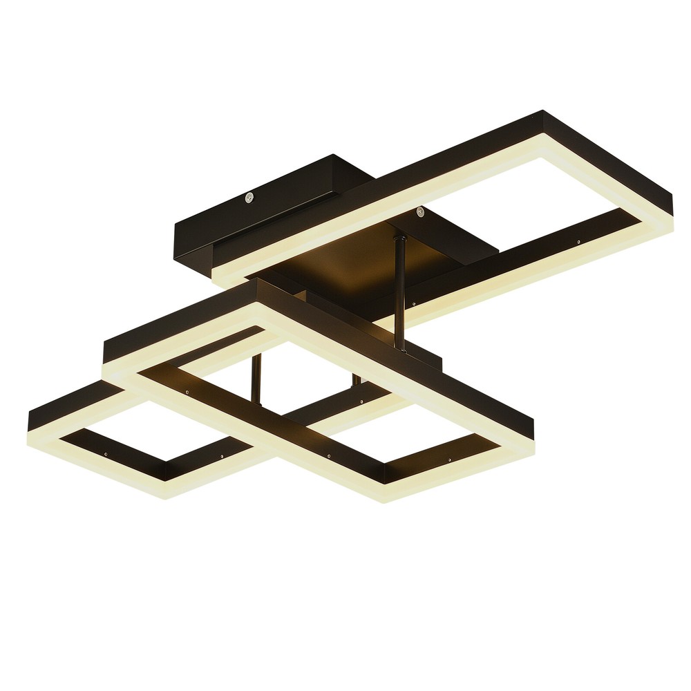 Ceiling Light Black Square Flush Mount Remote Control Dimmable Rectangle
