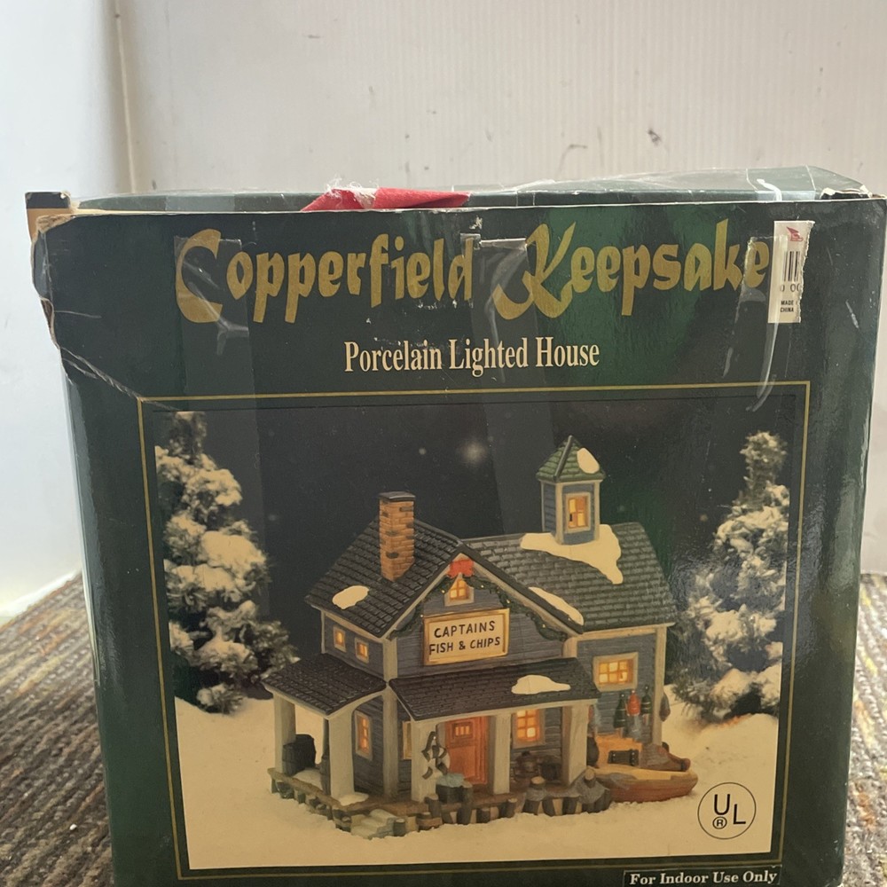 Copperfield Keepsake CAPTAINS FISH & CHIPS Porcelain Lighted House -NO LIGHT