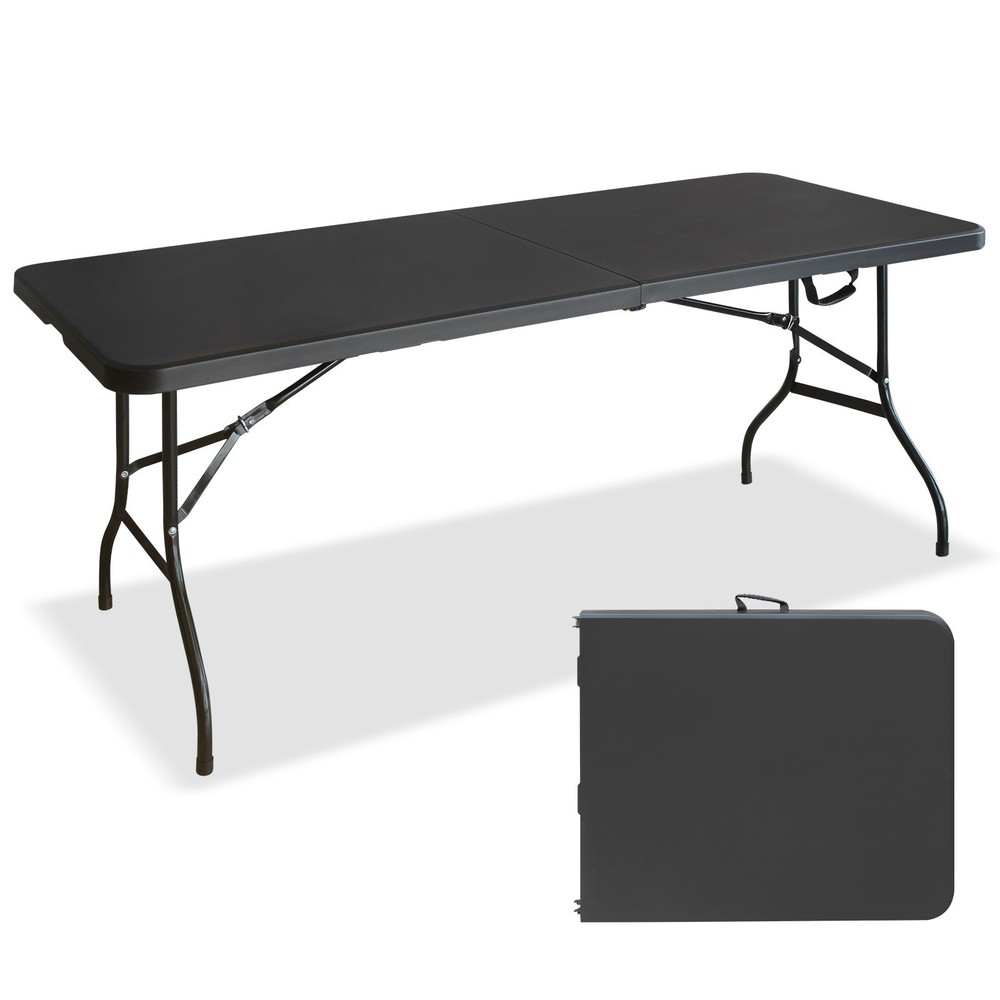 6ft Black Folding Table Multi-functional Outdoor Picnic Party Game