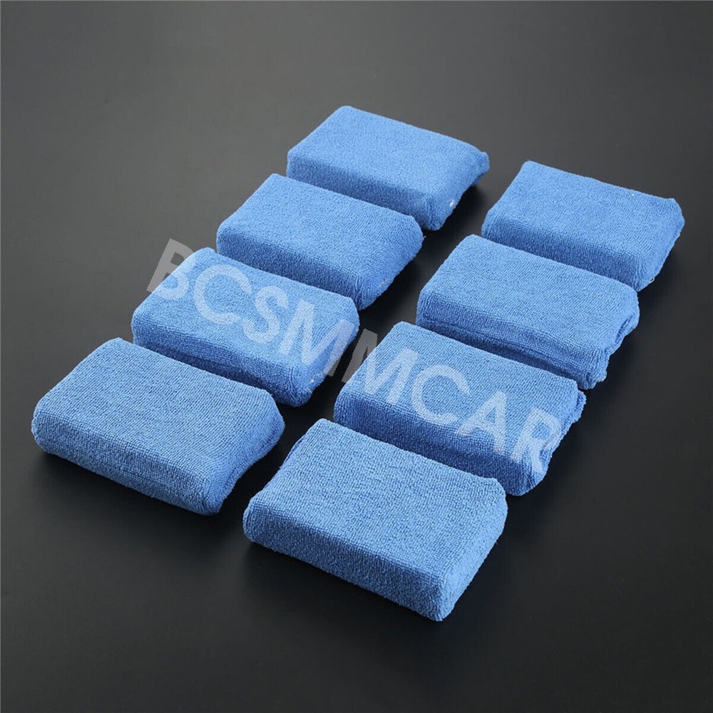 8X Microfiber Foam Sponge Applicator Pads Car Buffing Waxing Polish Wax Cleaner