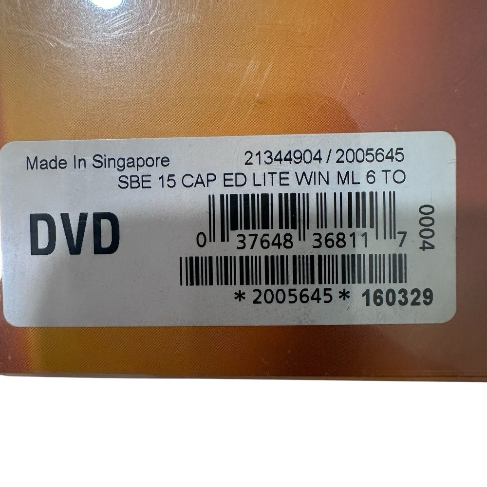 SYMANTEC BACKUP EXEC “15 Capacity Edition Lite New Sealed 2015
