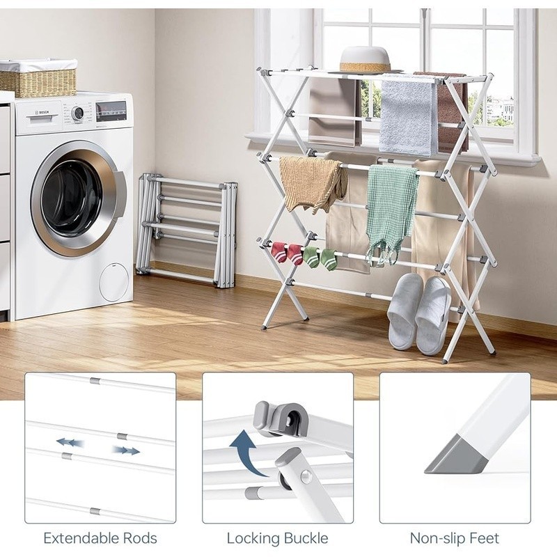 Expandable Foldable Clothes Drying Rack Indoor Outdoor Laundry Easy Assembly New