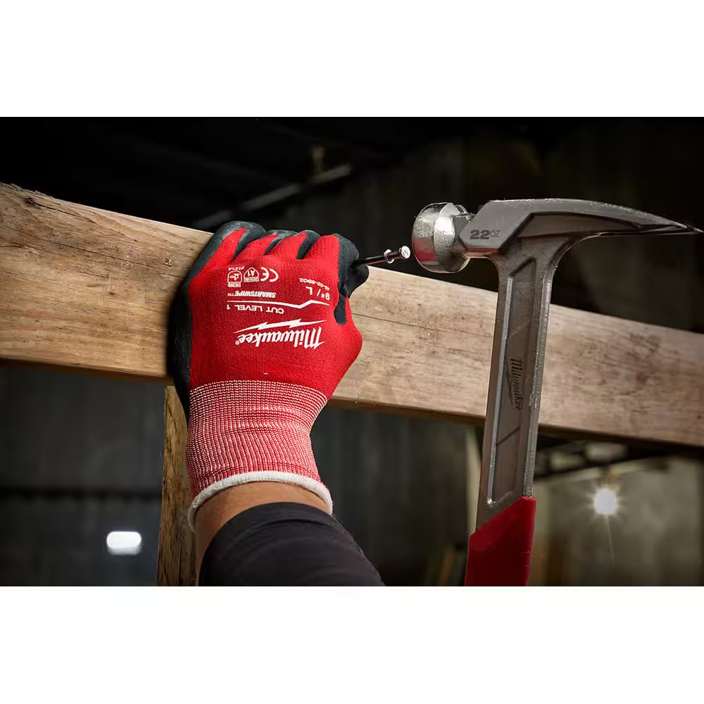 Small Red Nitrile Level 1 Cut Resistant Dipped Work Gloves (3-Pack)