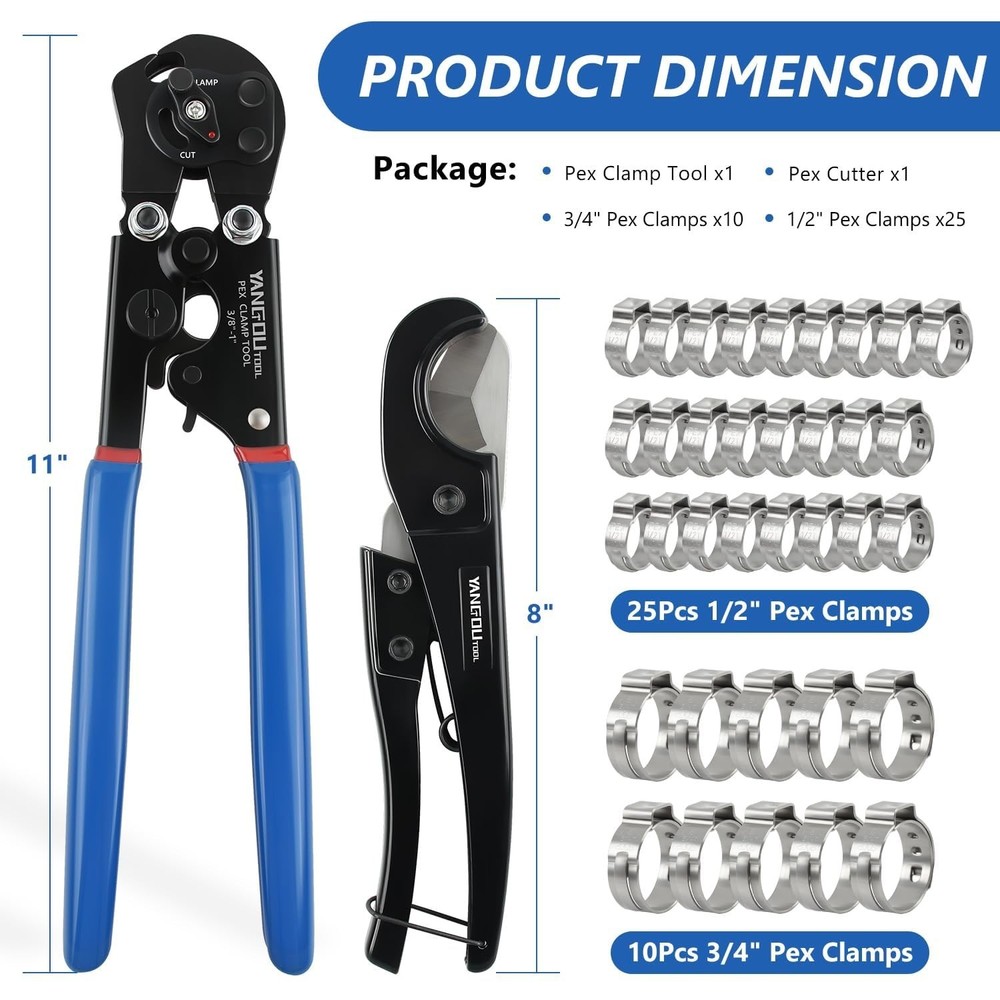 2 IN 1 Ratchet PEX Crimping Tool Kit - Cinch and Remove Dual Function Suitabl...