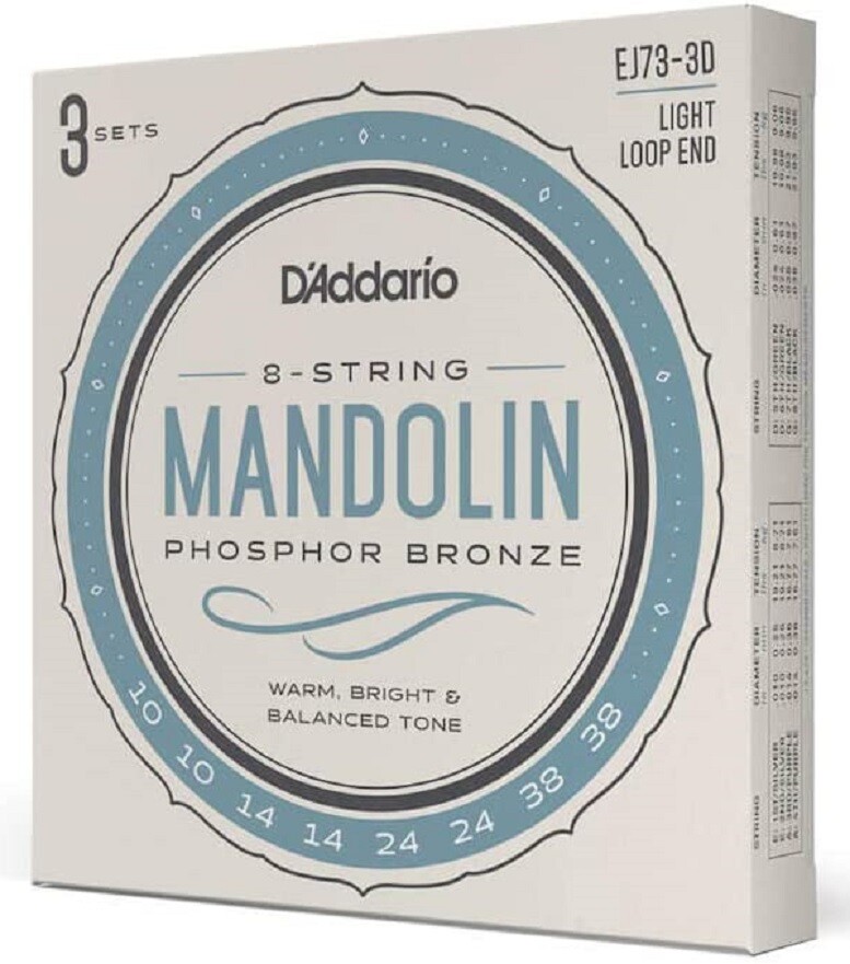 3 Sets D'Addario EJ73 Mandolin Strings Phosphor Bronze Light 10-38 EJ73-3D