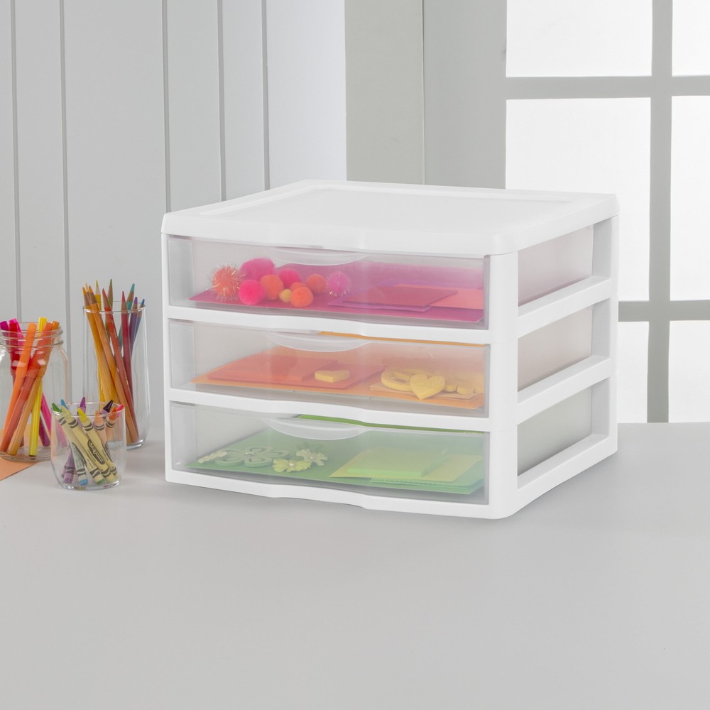 Wide 3 Drawer Unit Plastic, White