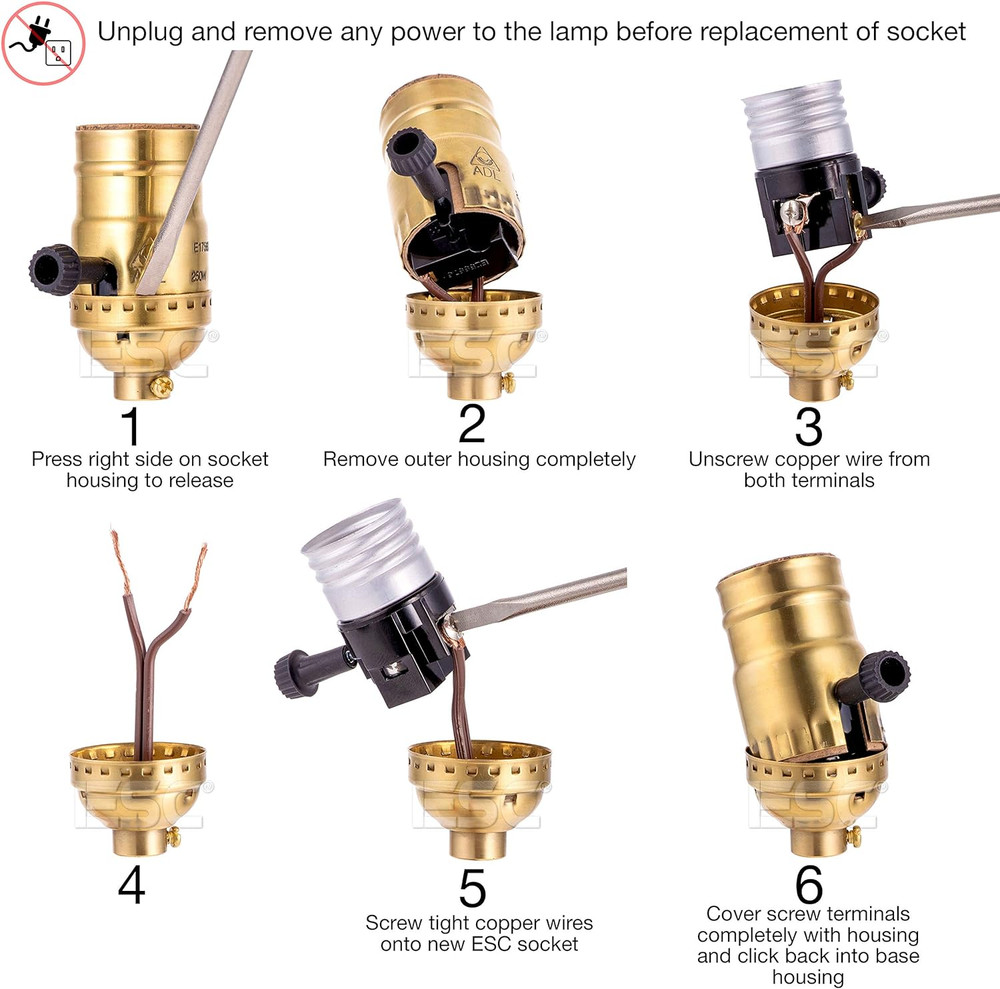 (2 Pack) 3 Way Socket Replacement for Lamp, Medium Base Interior Only, Incandent