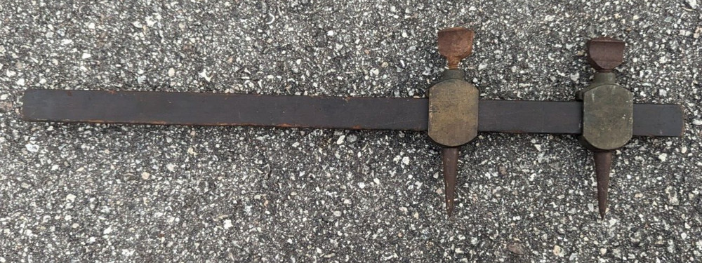 Vintage Brass & Wood Trammel Points