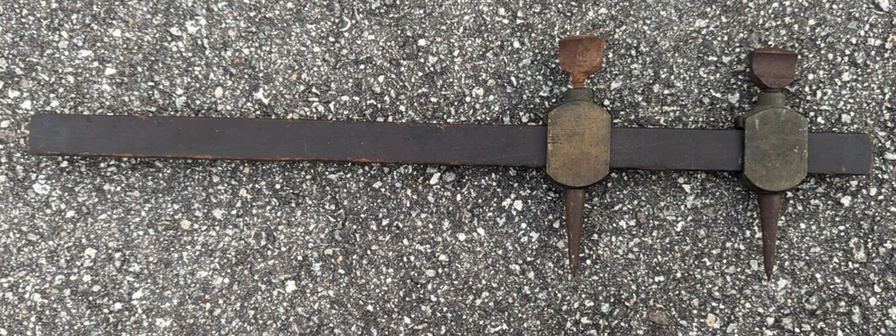 Vintage Brass & Wood Trammel Points