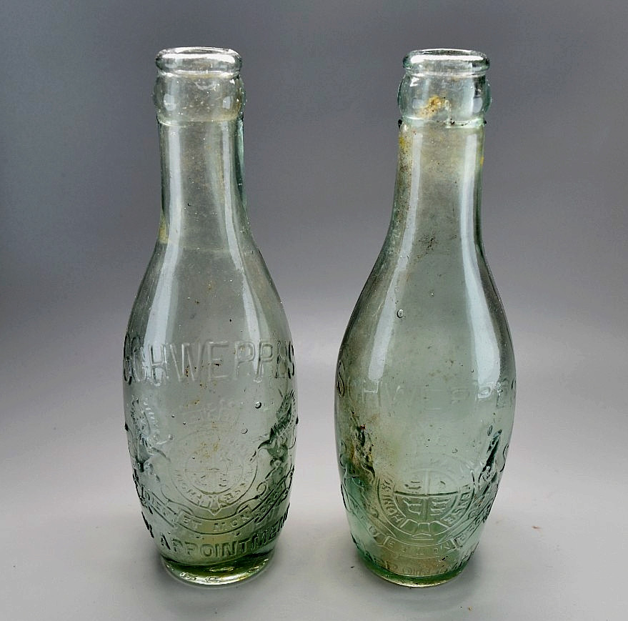 Antique Beautiful  Schweppes Bottles x2