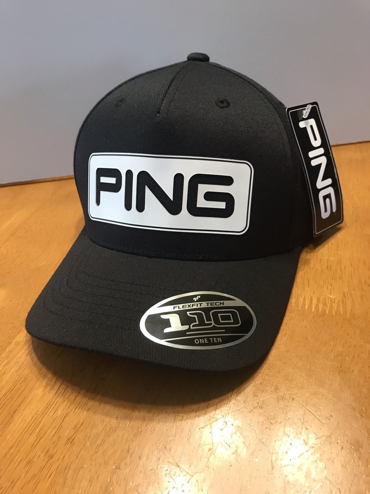 **PING FLEXFIT 110 HAT CAP GOLF SNAPBACK BLACK FLEX FIT TECH ONE TEN NEW w/TAGS