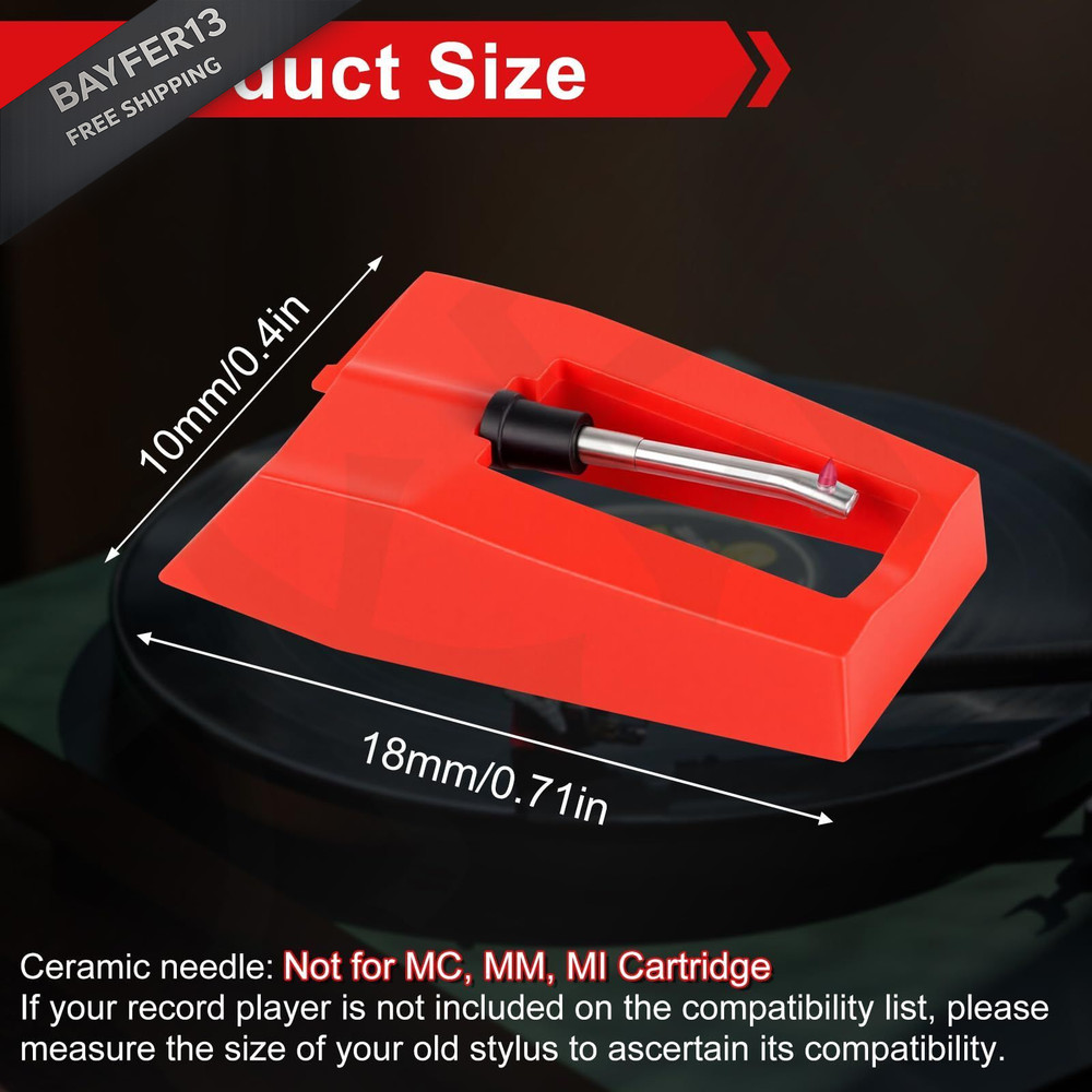 Jiomrzo 6 Pack Record Player Needle Replacement, Upgraded Vinyl Record...