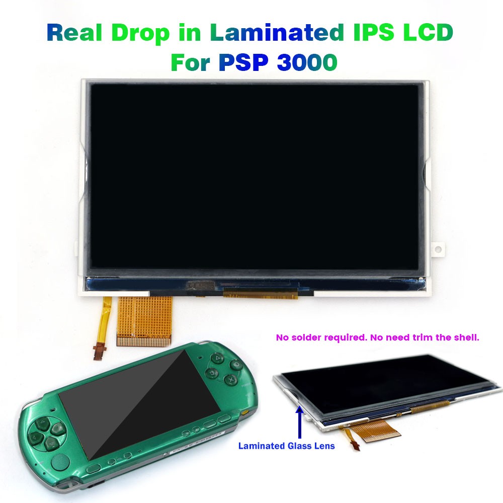 For PSP 3000 High Brightness Laminated IPS LCD Screen Backlight Display Replacem