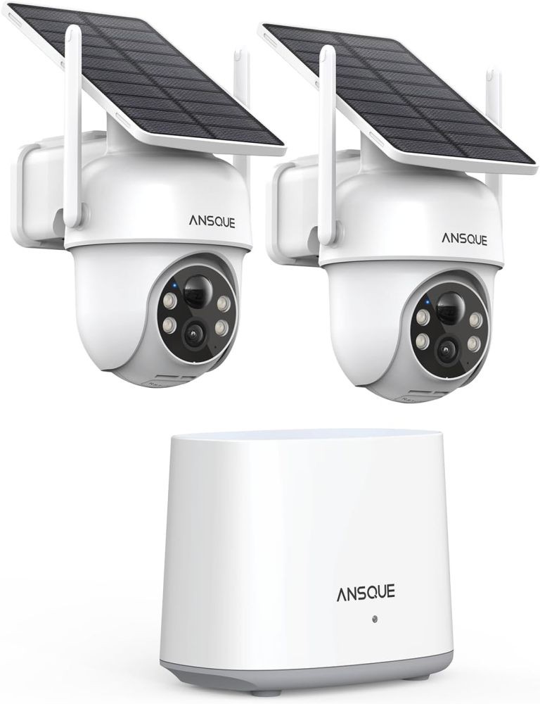 Ansque Security Cameras Wireless Outdoor Home System, 2 Camera Kit Solar Powered